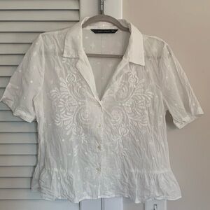 Zara white peplum style blouse, women’s size medium